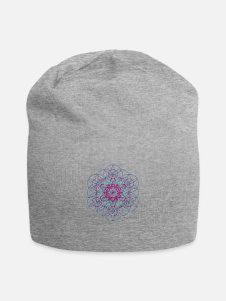Blume des Lebens - free Metatronwürfel - Jersey-Beanie - Grau meliert