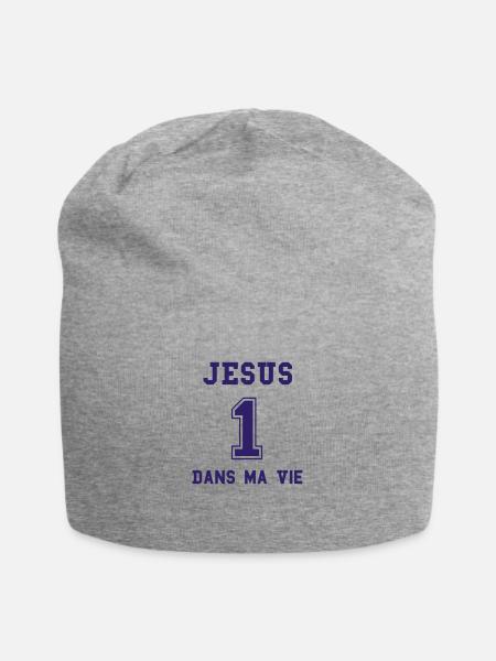 jesus ist die Nummer 1 in meinem Leben - Jersey-Beanie - Grau meliert