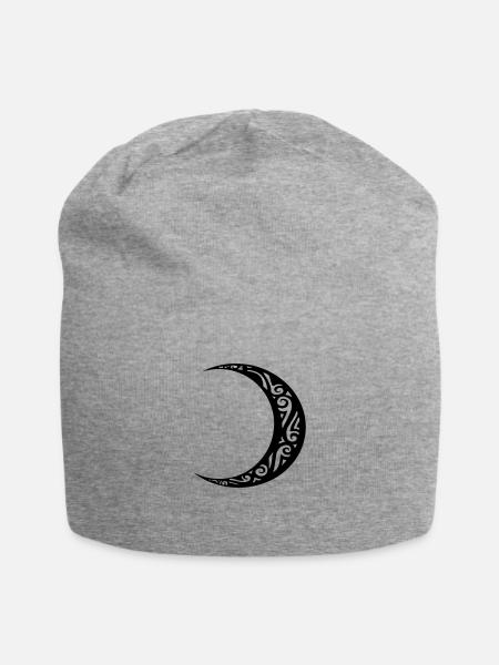 Halbmond-Tätowierung Mond-Stammes-Tätowierung - Jersey-Beanie - Grau meliert