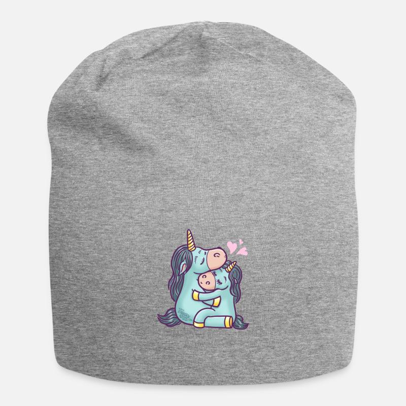 Verliebte Einhörner - Jersey-Beanie - Grau meliert