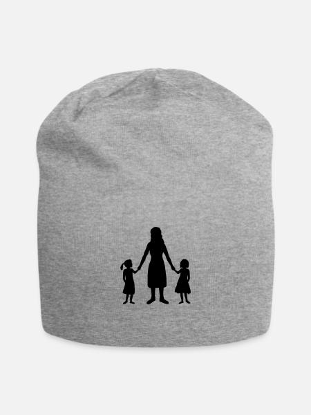 Silhouette 2 Töchter Mutter - Jersey-Beanie - Grau meliert