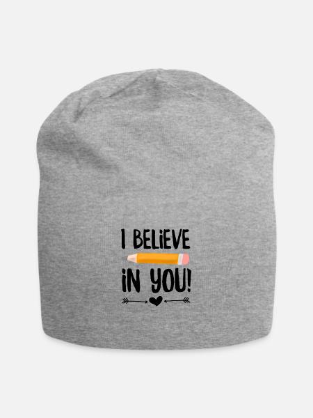Ich glaube an dich, Lehrer. - Jersey-Beanie - Grau meliert