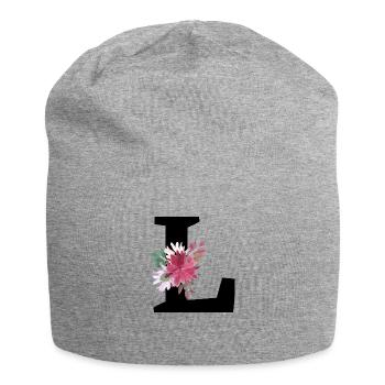 Letter l floral - Jersey Beanie - heather grey - Front