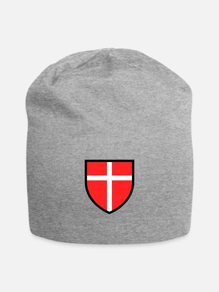 Blason croix blanche sur fond rouge - Bonnet en jersey - gris chiné