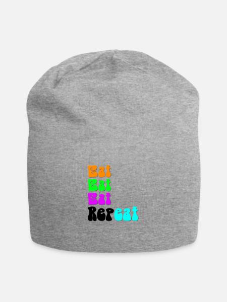 eat repeat - Jersey-Beanie - Grau meliert