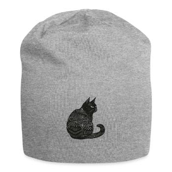 Black Cat Pet Kitten Punt Purr - Jersey Beanie - heather grey - Front