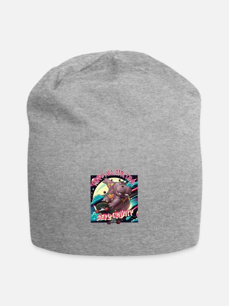 Hippo All the Time - Zero Gravity - Jersey-Beanie - Grau meliert