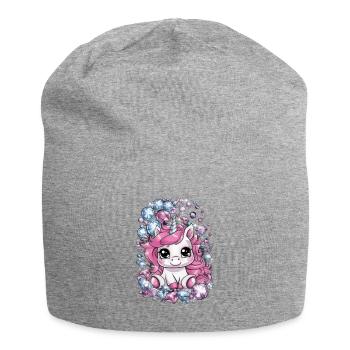 Süßes Kawaii Einhorn mit brillianten Farben - Jersey-Beanie - Grau meliert - Vorne