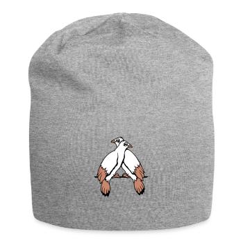 2 Doves Birds Two Friends Sat Cable Pair - Jersey Beanie - heather grey - Front
