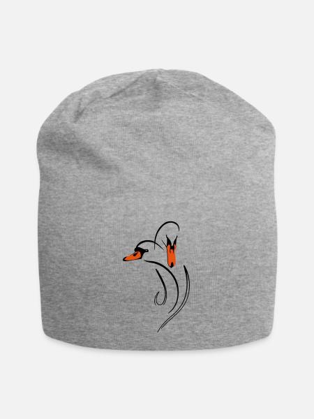 Duo de cygnes amoureux - Bonnet en jersey - gris chiné
