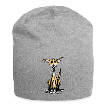 Rauhaar Podenco - Jersey-Beanie - Grau meliert - Vorne