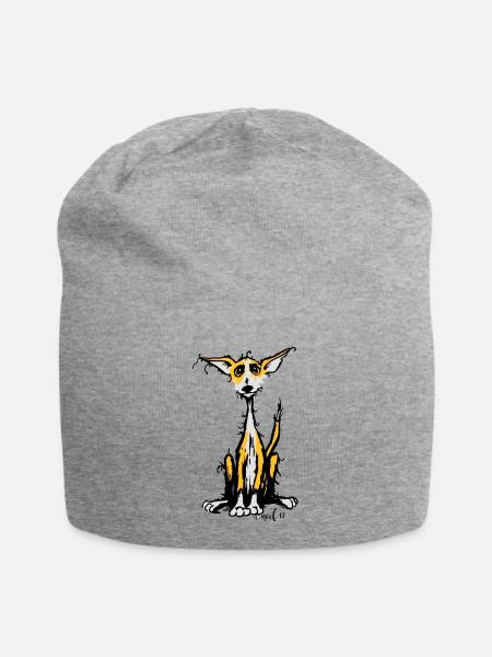 Rauhaar Podenco - Jersey-Beanie - Grau meliert