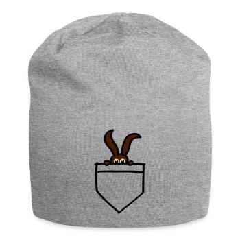 rabbit rabbit rescue breast pocket hase - Jersey Beanie - heather grey - Front