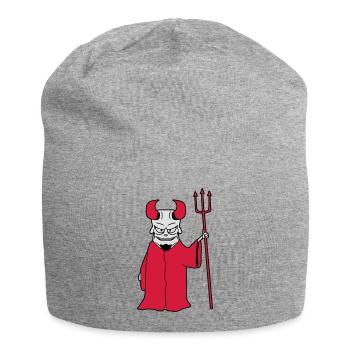 Herr Unterwelt Mantel Dreizack Böse Satan Grinsen - Jersey-Beanie - Grau meliert - Vorne