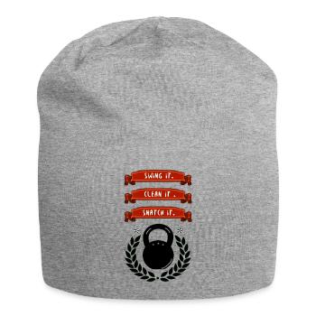 Kettlebell Bids Swing Clean Snatch Fitness Gym - Jersey Beanie - heather grey - Front