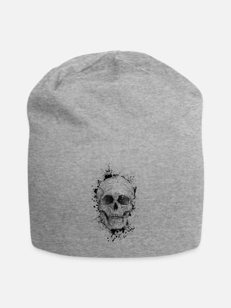 Schädel - Jersey-Beanie - Grau meliert