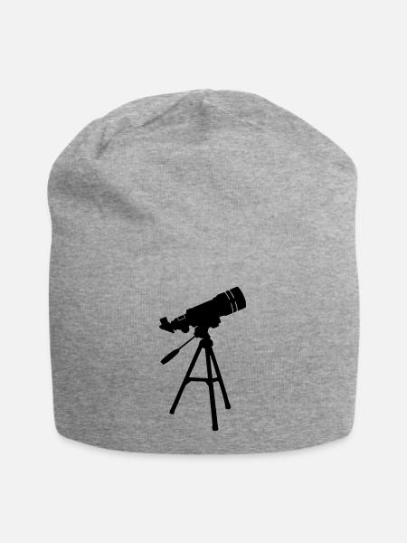 Teleskop, Astronomie - Jersey-Beanie - Grau meliert