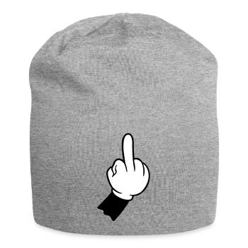 hand mittelfinger fuck you - Jersey-Beanie - Grau meliert - Vorne