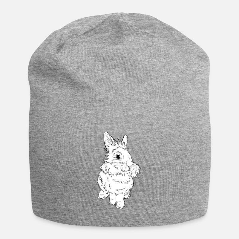 Lion head rabbit - Jersey Beanie - heather grey