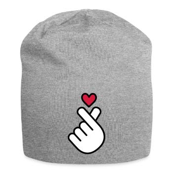 K-pop heart, Korea K pop music symbol, finger, hand - Jersey Beanie - heather grey - Front