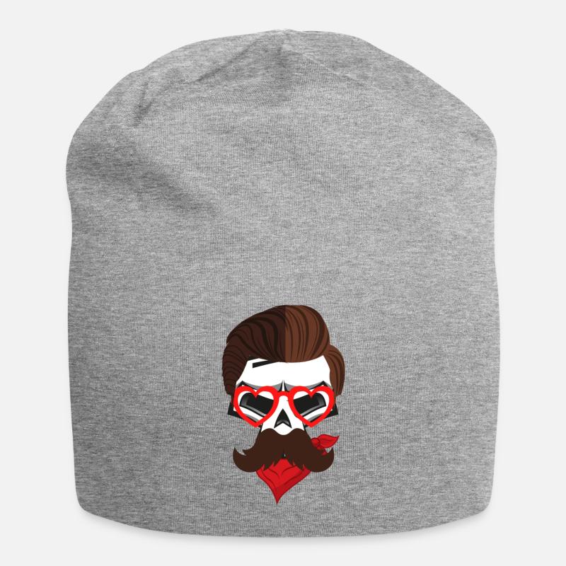 Barbe à tête de crâne4 - Bonnet en jersey - gris chiné