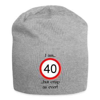 40 years but crisp script black - Jersey Beanie - heather grey - Front