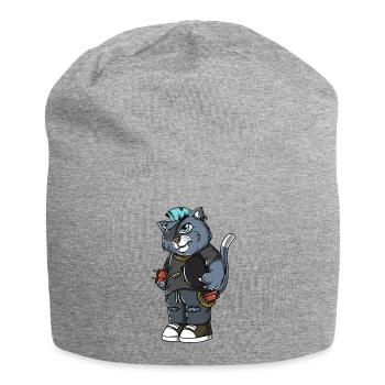 Thomas, Chat - Bonnet en jersey - gris chiné - Devant