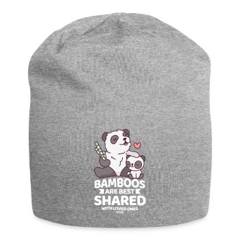 Panda mère panda bébé panda amant bambou - Bonnet en jersey - gris chiné - Devant
