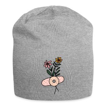 Daisy Bandaged flower plant illustration design. - Jersey Beanie - heather grey - Front