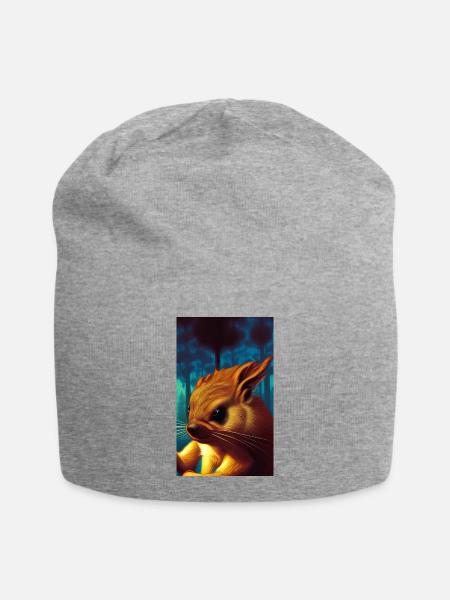 Cooles Comic Portrait wildes rotes Eichhörnchen majestätisch - Jersey-Beanie - Grau meliert