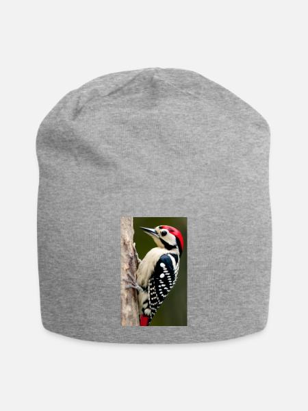 Gestapelter Specht rothaarige coole Comic-Zeichnung - Jersey-Beanie - Grau meliert