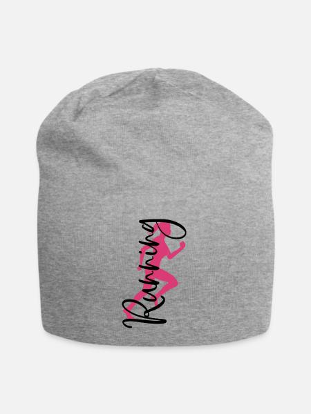 Running Rennen Frau Laufen Läuferin Sport Joggerin - Jersey-Beanie - Grau meliert