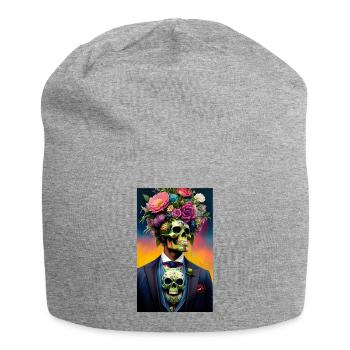 ARTWORK Flower Skull - Jersey Beanie - heather grey - Front