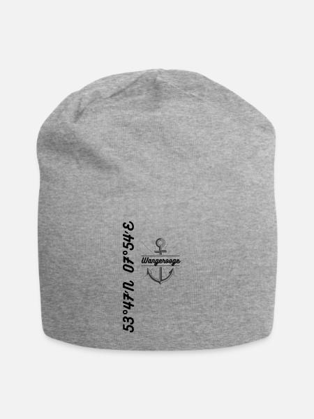 Koordinaten Motiv Wangerooge - Jersey-Beanie - Grau meliert