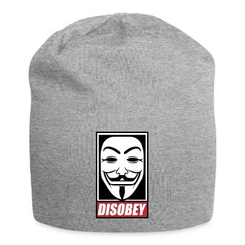 disobey | Farben änderbar - Jersey-Beanie - Grau meliert - Vorne