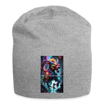 Fabulous dragon 👹 motif with neon colors - Jersey Beanie - heather grey - Front