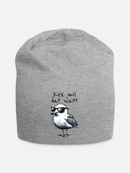 Kiek mol dat Watt Wattwanderer Möwe Spruch - Jersey-Beanie - Grau meliert