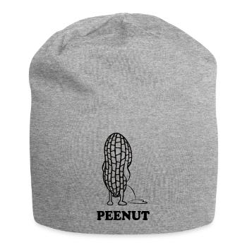PeeNut - eine Erdnuss muss pinkeln, Wortspiel - Jersey-Beanie - Grau meliert - Vorne