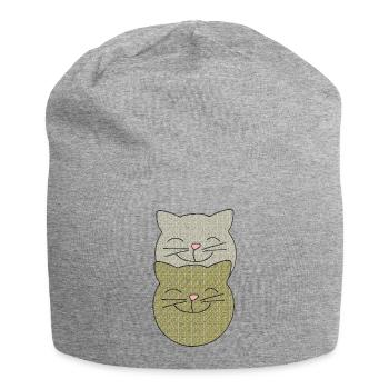 Verspielte Katzenmotive  - Jersey-Beanie - Grau meliert - Vorne