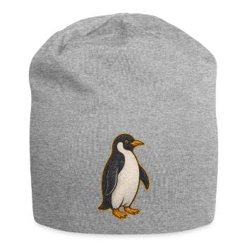 Autocollant pingouin scintillant - Bonnet en jersey - gris chiné - Devant