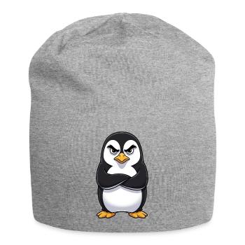 Grumpy Pinguin Cartoon sauer mürrisch genervt - Bonnet en jersey - gris chiné - Devant