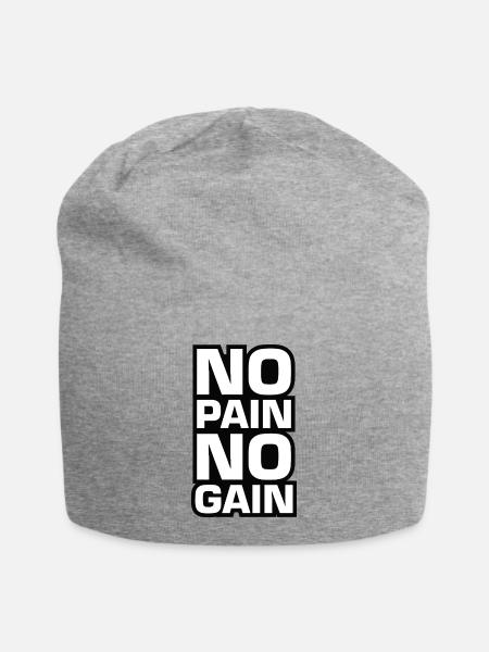 No Pain No Gain Motivation - Jersey-Beanie - Grau meliert