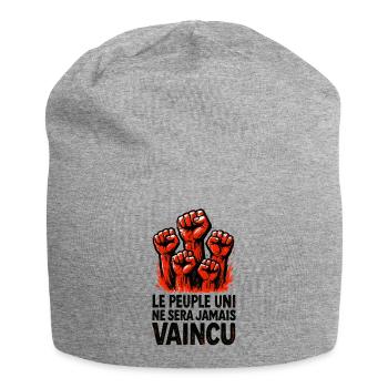 Das vereinte Volk wird niemals besiegt werden - Jersey-Beanie - Grau meliert - Vorne
