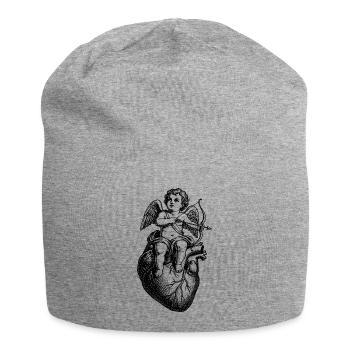 Romantischer Vintage-Engel auf Herz mit Pfeil - Jersey-Beanie - Grau meliert - Vorne