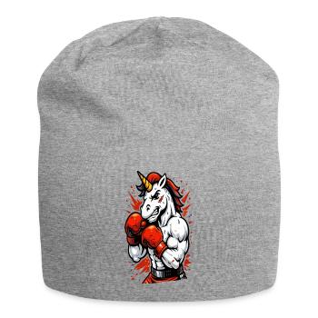 Illustration von Angry Unicorn Boxpower - Jersey-Beanie - Grau meliert - Vorne