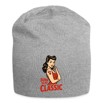 Born to Be Classic – Pin-Up Woman in Retro Style - Jersey Beanie - heather grey - Front