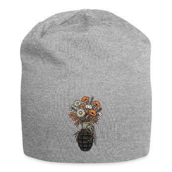 Flower Garnet Peace - Jersey Beanie - heather grey - Front