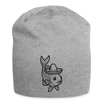 fish sombrero - Jersey Beanie - heather grey - Front