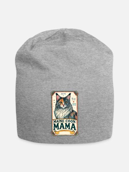Maine Coon Mama Vintage-Poster - Jersey-Beanie - Grau meliert