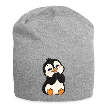 Un pingouin de dessin animé mignon ravi - Bonnet en jersey - gris chiné - Devant